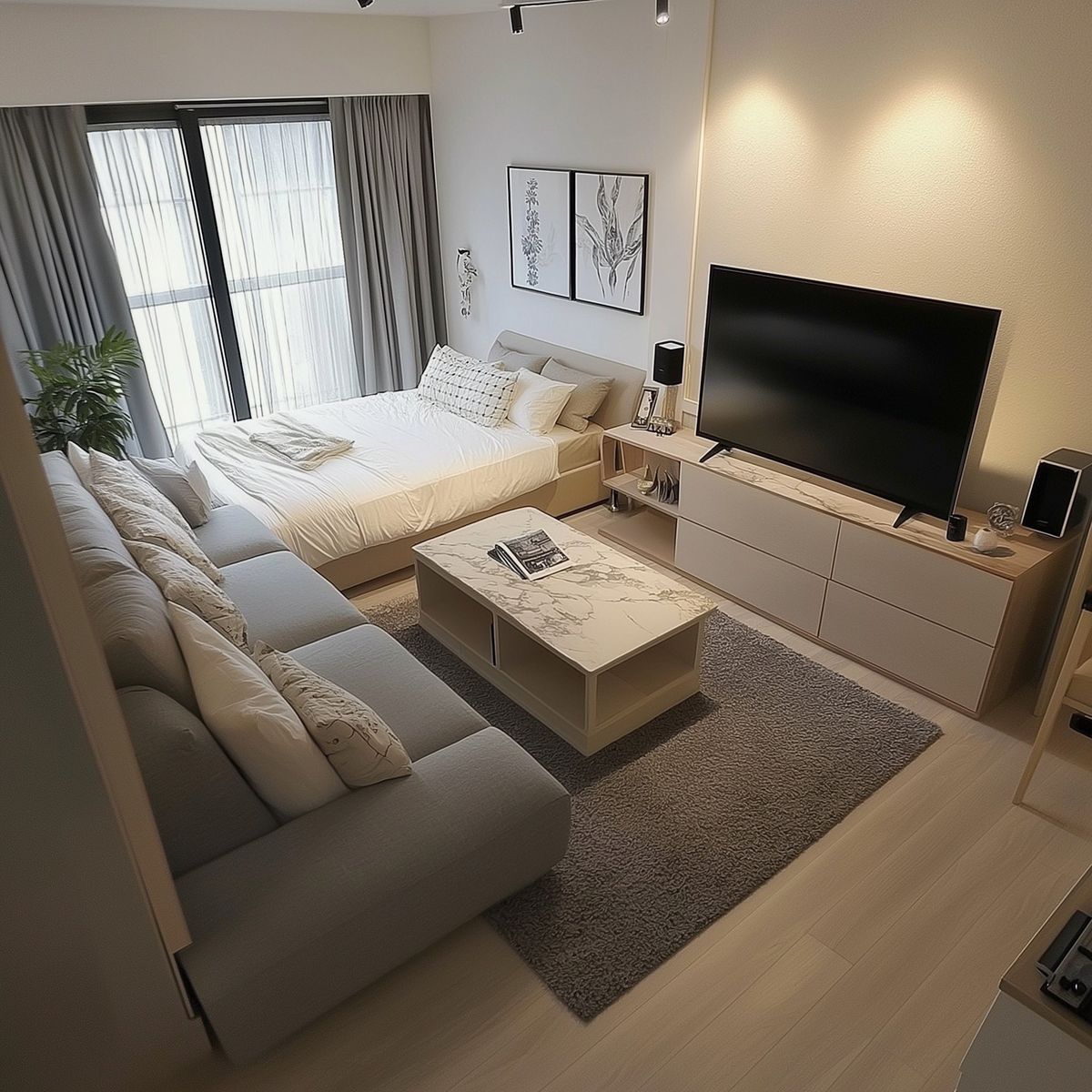 Пример интерьера 3 из статьи "Планировка студии от 20 до 30 м² — зонирование, эргономика и советы архитектора"