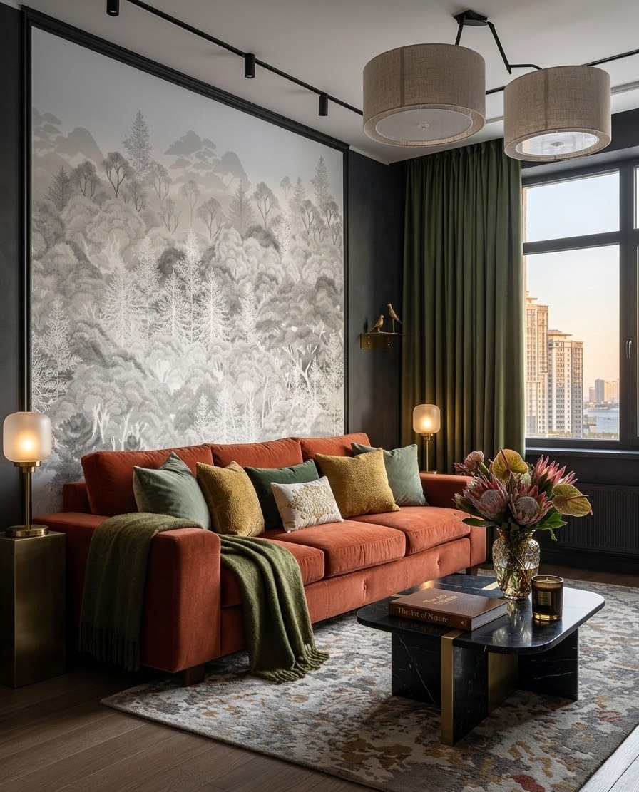 Пример интерьера 3 из статьи "Как подобрать цвет обоев — полное руководство, правила сочетаний и идеи для каждой комнаты"