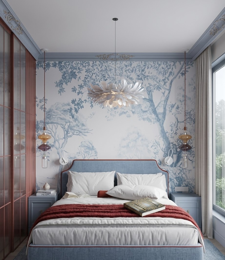 Пример интерьера 4 из статьи "Как подобрать цвет обоев — полное руководство, правила сочетаний и идеи для каждой комнаты"