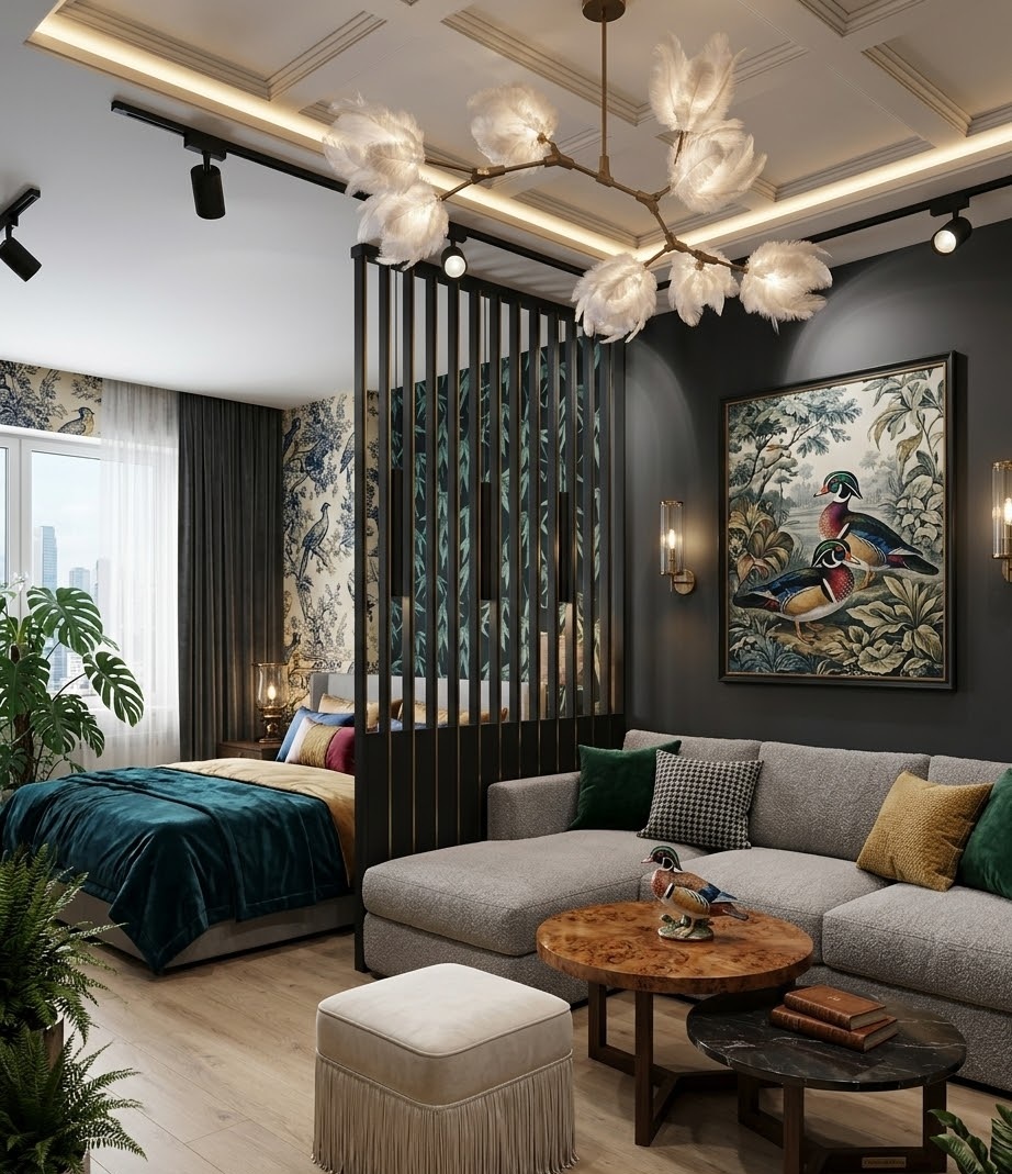 Пример интерьера 3 из статьи "Как сделать однокомнатную квартиру просторнее — 10 безотказных дизайн-хаков"