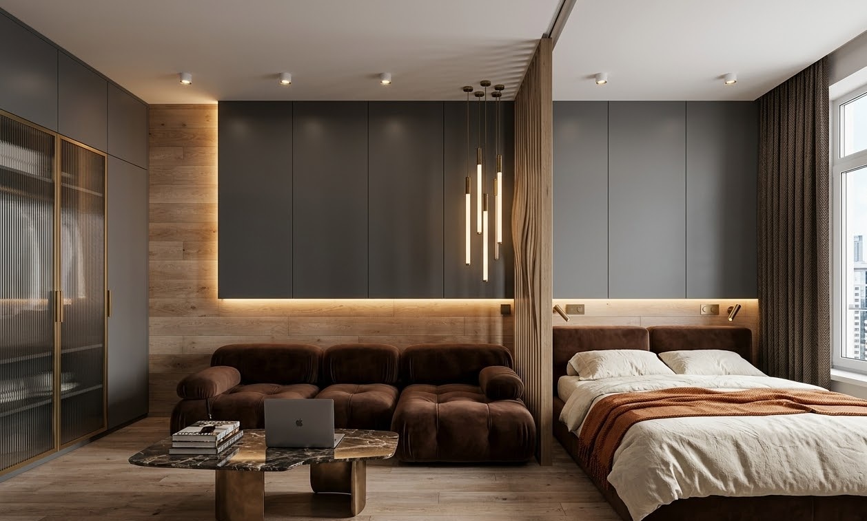 Пример интерьера 4 из статьи "Как сделать однокомнатную квартиру просторнее — 10 безотказных дизайн-хаков"