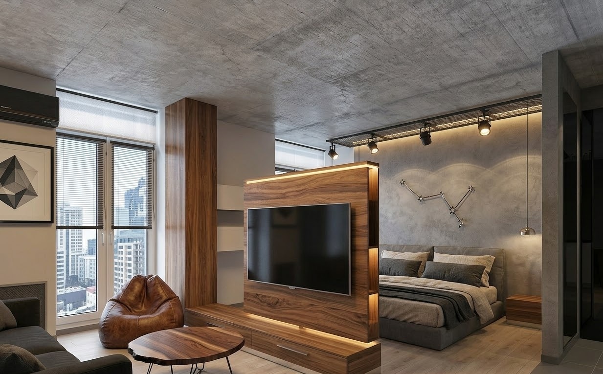 Пример интерьера 5 из статьи "Как сделать однокомнатную квартиру просторнее — 10 безотказных дизайн-хаков"