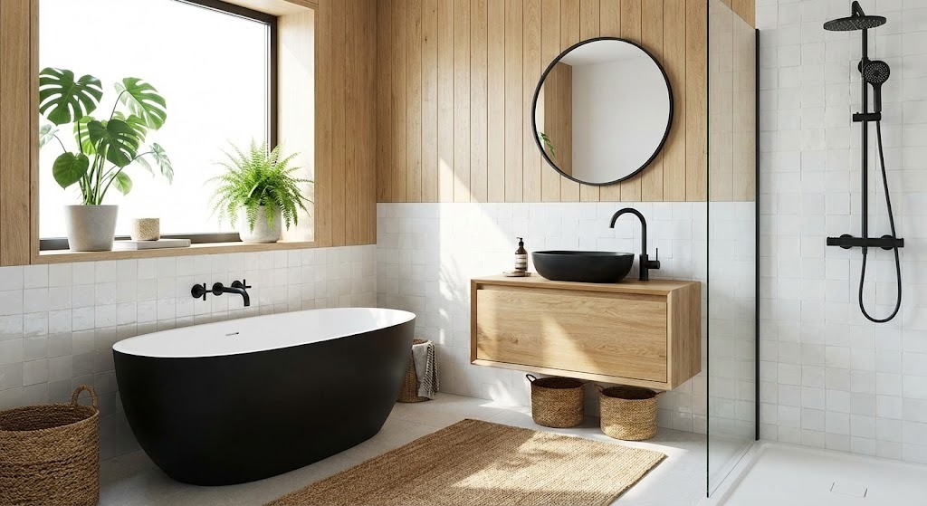 Пример интерьера 2 из статьи "Чёрная сантехника в интерьере — всё, что нужно знать, от выбора до ухода"