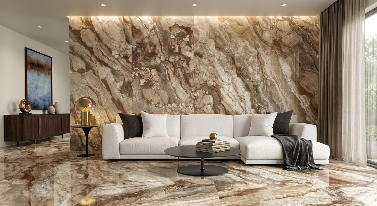 Пример интерьера 2 из статьи "Крупноформатный керамогранит в интерьере — 6 вдохновляющих идей и советы по дизайну"