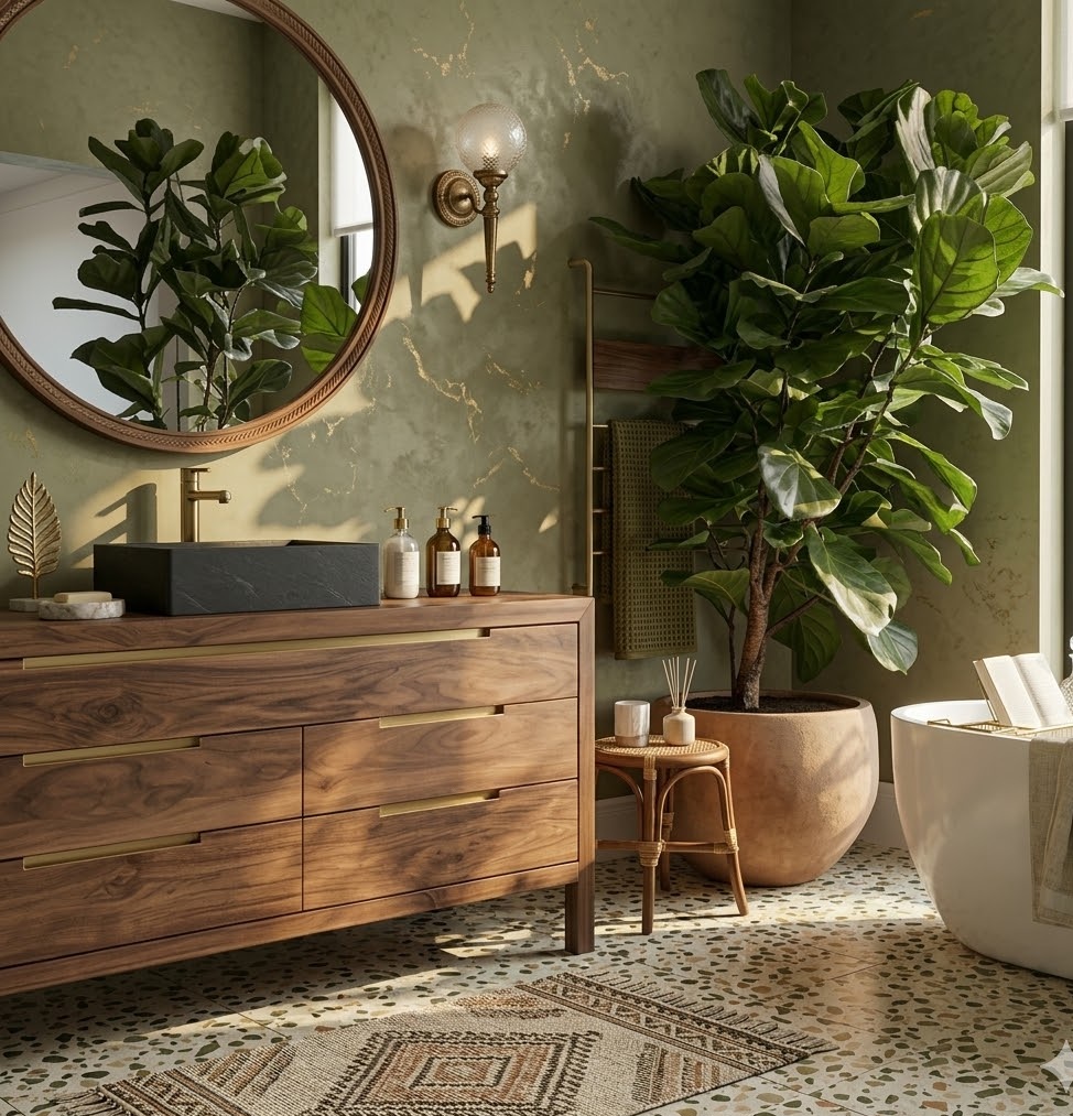 Пример интерьера 4 из статьи "Ванная без плитки — 12 стильных и практичных альтернатив для отделки стен"